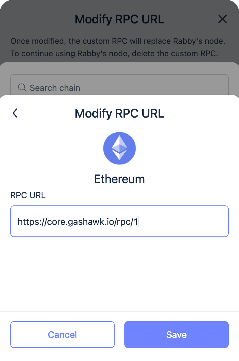 paste RPC URL